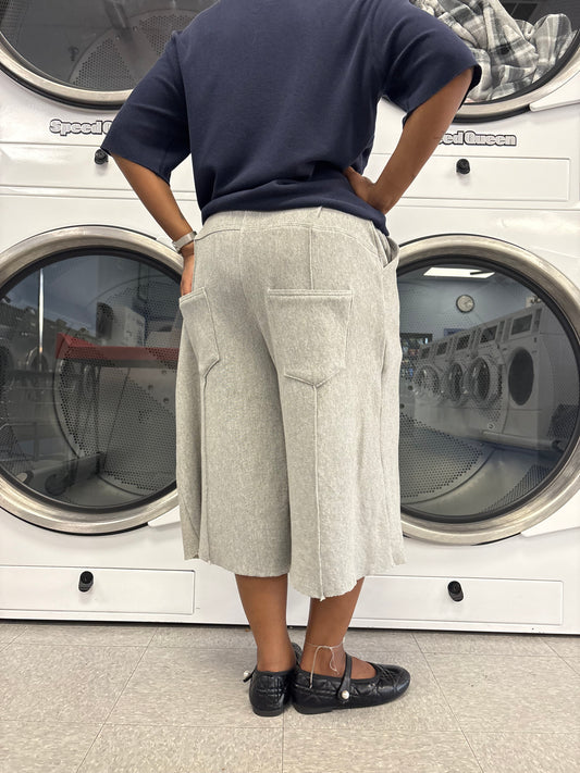 TAYLRDMADE Script Sweatshorts, back view showing patch and side seam pockets