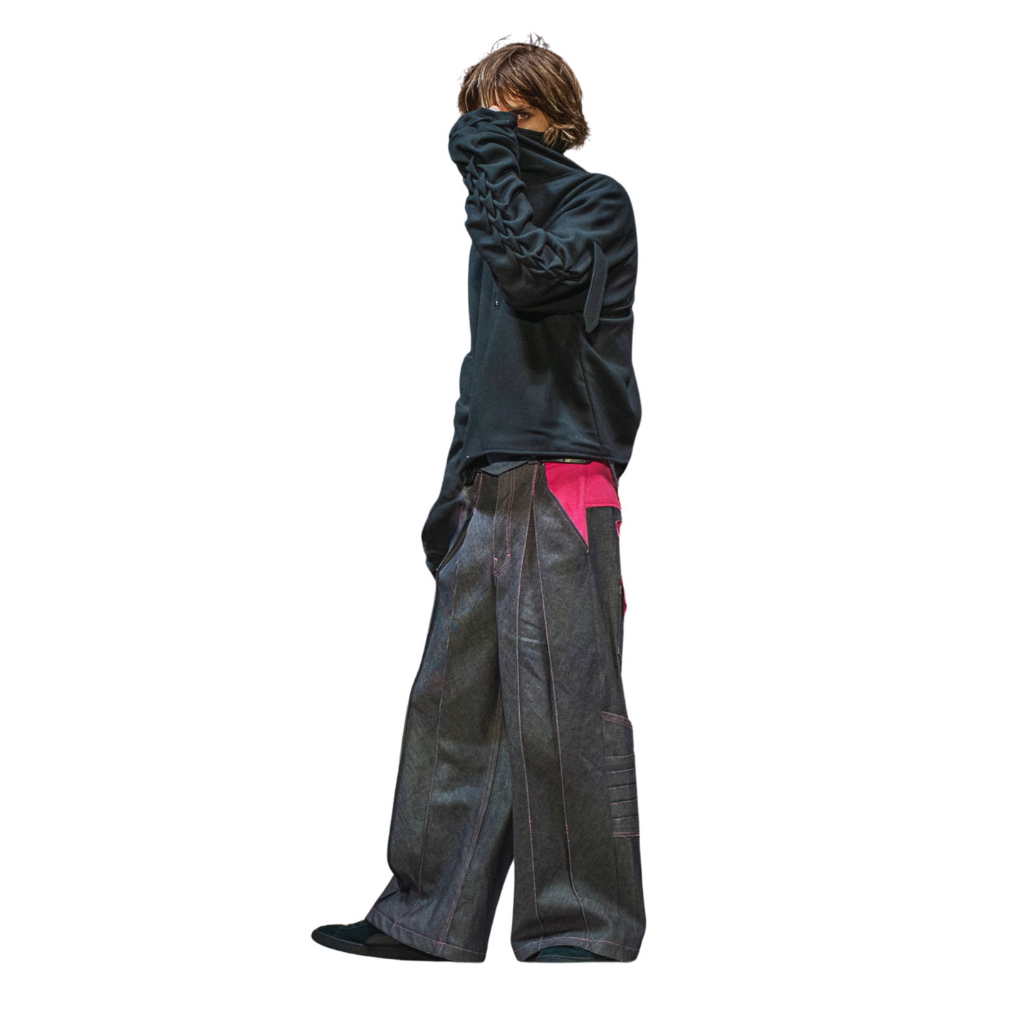 "1J48" PLEATED JEANS