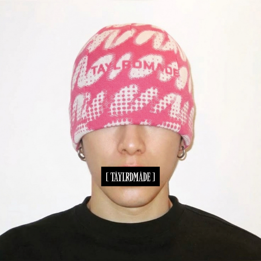"HALFTONE WAVE" PINK BEANIE